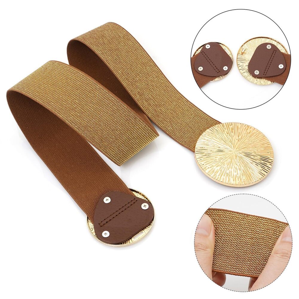 3185 Women Wide Stretchy Waist Belts Elastic Cinch Belt For Dresses Bling - Picture 4 of 6